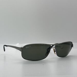 RAY BAN RB3343 004/58 63[]12 3P GUNMETAL POLARIZED FLEX HINGES WRAP SUNGLASSES
